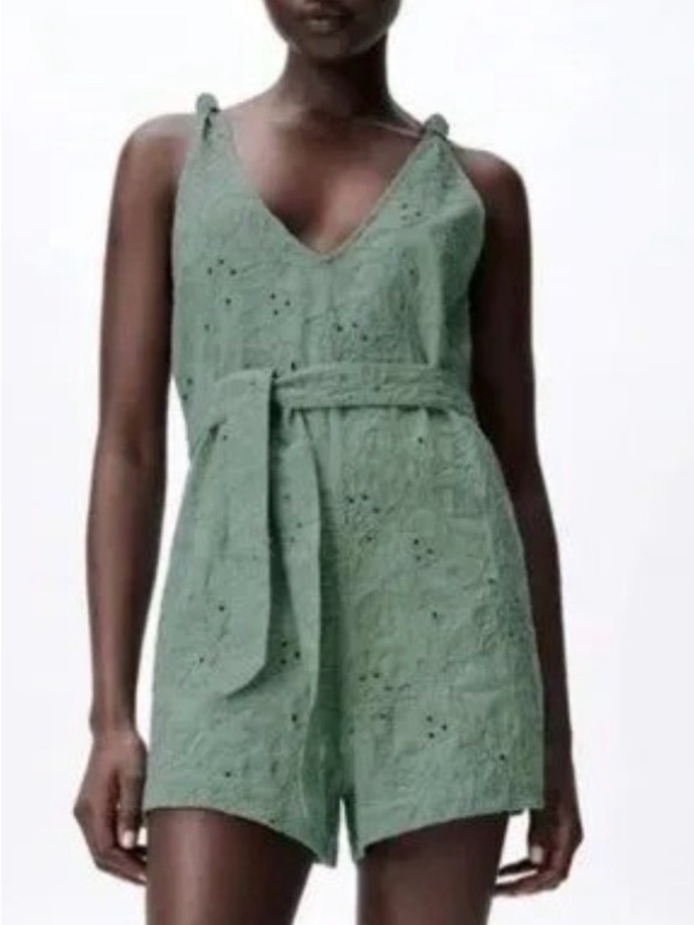 Zara Sage Green Eyelet Romper
